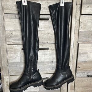 Steve Madden Black Over the Knee Boots with Chunky Sole